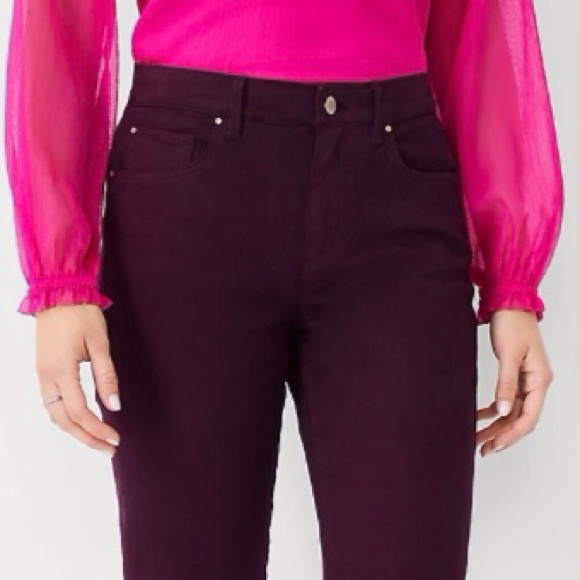 🆕 Ann Taylor “The Taper” Sculpting Mid Rise Jeans in Plum Rose. Size 4… - Picture 2 of 15